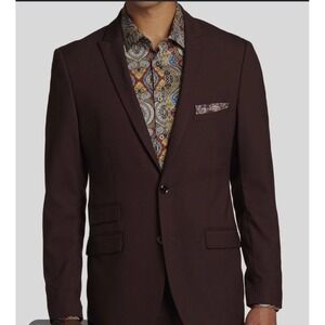Paisley & Gray Mens Slim Fit Blazer 40R Burgundy Plum Suit Jacket Quiet Luxury